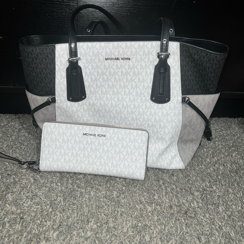 Michael Kors Black and White Signature Tote